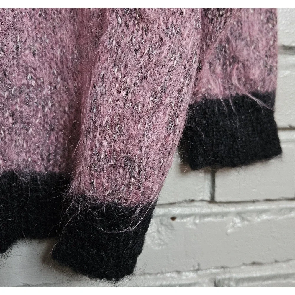 Magia Maglia Women's Sweater Kid Mohair Wool Made In Italy Size S Pink Sequin‎